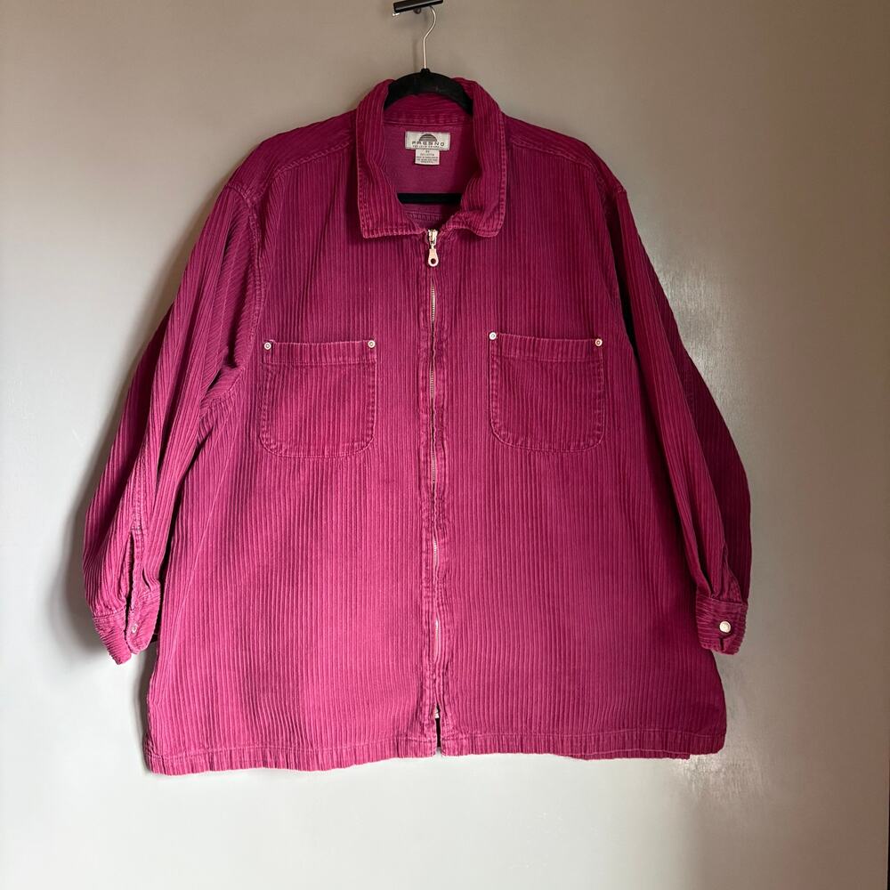 Vintage FRESNO Women's 3X Wine Corduroy Zip Collared Jacket Colorful Retro Boho